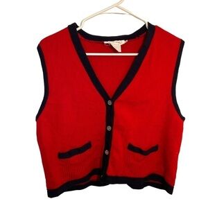 Vintage Talbots Sweater Vest Red Navy